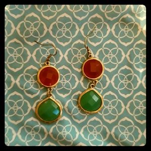 Red / Mint Dangle Earrings